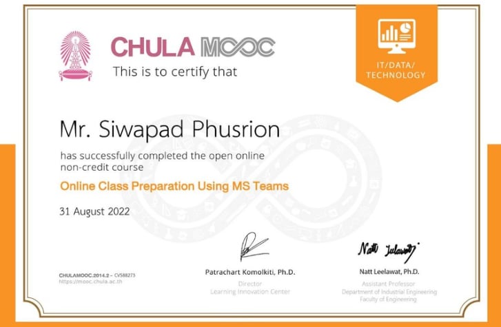 Chulamooc Certificate